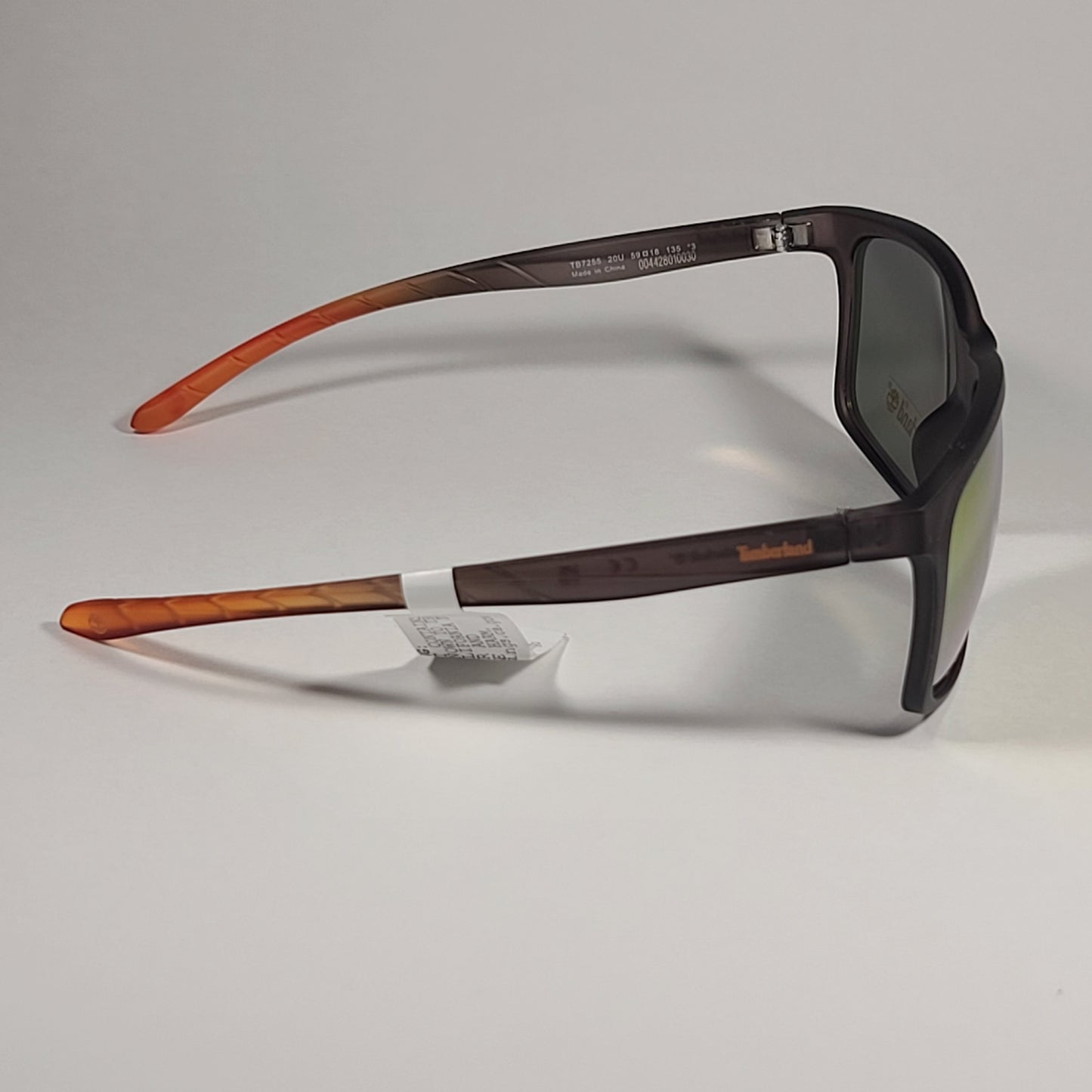 Timberland TB7255 20U Rectangle Sport Sunglasses Matte Gray Orange Mirror Lens - Sunglasses