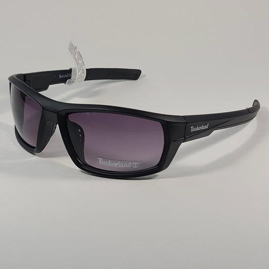 Timberland TB7221 02C Wrap Sunglasses Matte Black Frame Smoke Gradient Lens