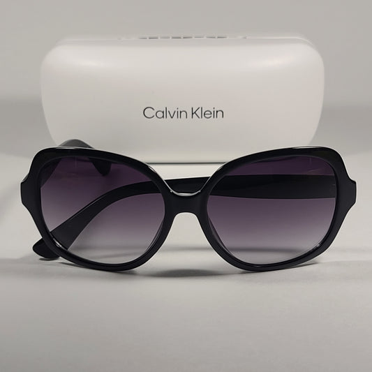 Calvin Klein Oversize Sunglasses CK19538S 001 Black Gloss Frame Smoke Gradient Lens
