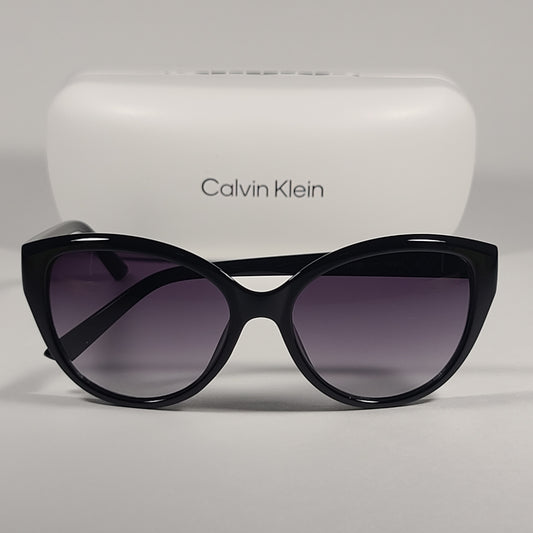 Calvin Klein Cat Eye Sunglasses CK19536S 001 Black Gloss Smoke Gradient Lens