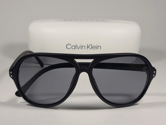 Calvin Klein CK19532S 001 Turbo Aviator Sunglasses Matte Black Frame Gray Lens - Sunglasses