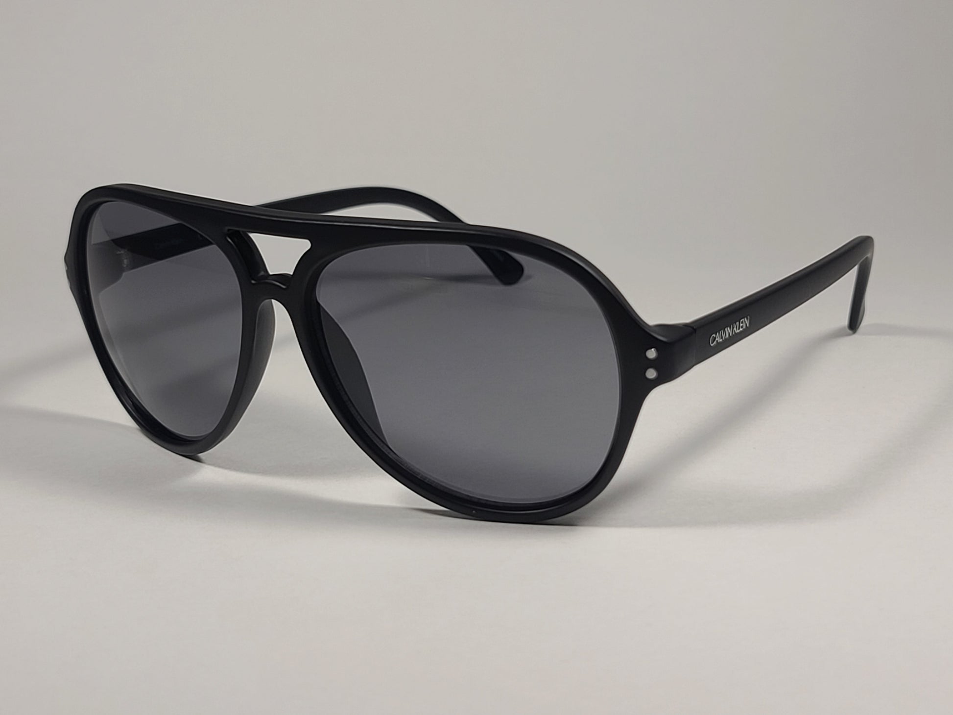 Calvin Klein CK19532S 001 Turbo Aviator Sunglasses Matte Black Frame Gray Lens - Sunglasses