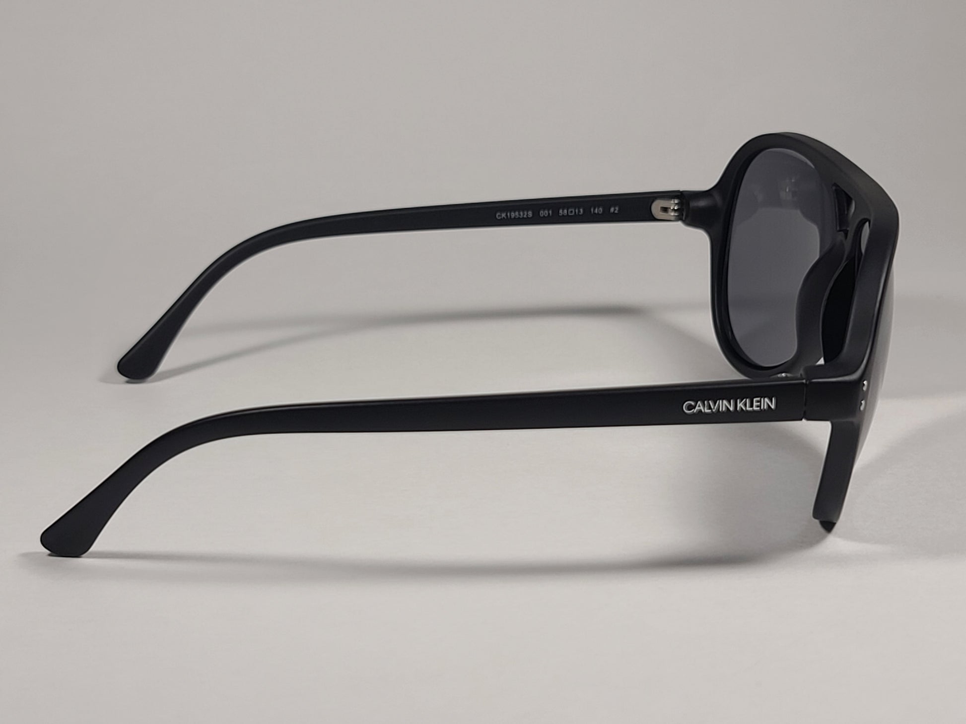 Calvin Klein CK19532S 001 Turbo Aviator Sunglasses Matte Black Frame Gray Lens - Sunglasses