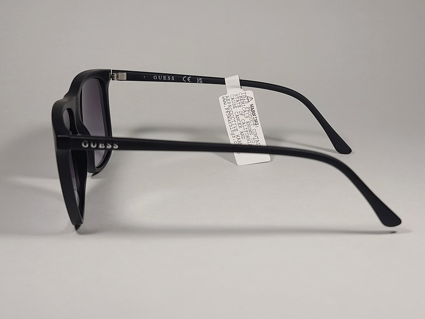 Guess GF0222 02B Rectangular Sunglasses Matte Black Frame Smoke Gradient Lens - Sunglasses