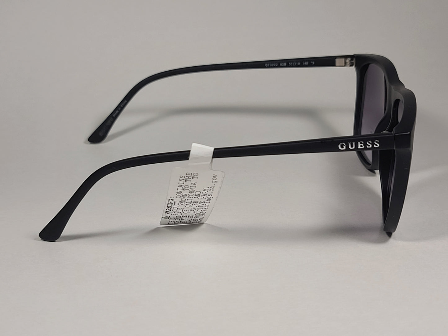 Guess GF0222 02B Rectangular Sunglasses Matte Black Frame Smoke Gradient Lens - Sunglasses