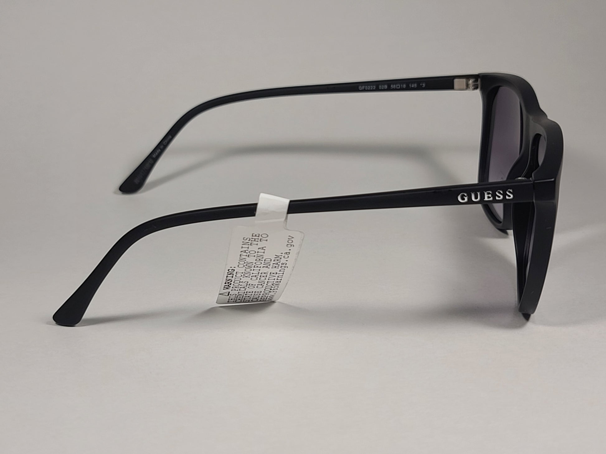 Guess GF0222 02B Rectangular Sunglasses Matte Black Frame Smoke Gradient Lens - Sunglasses