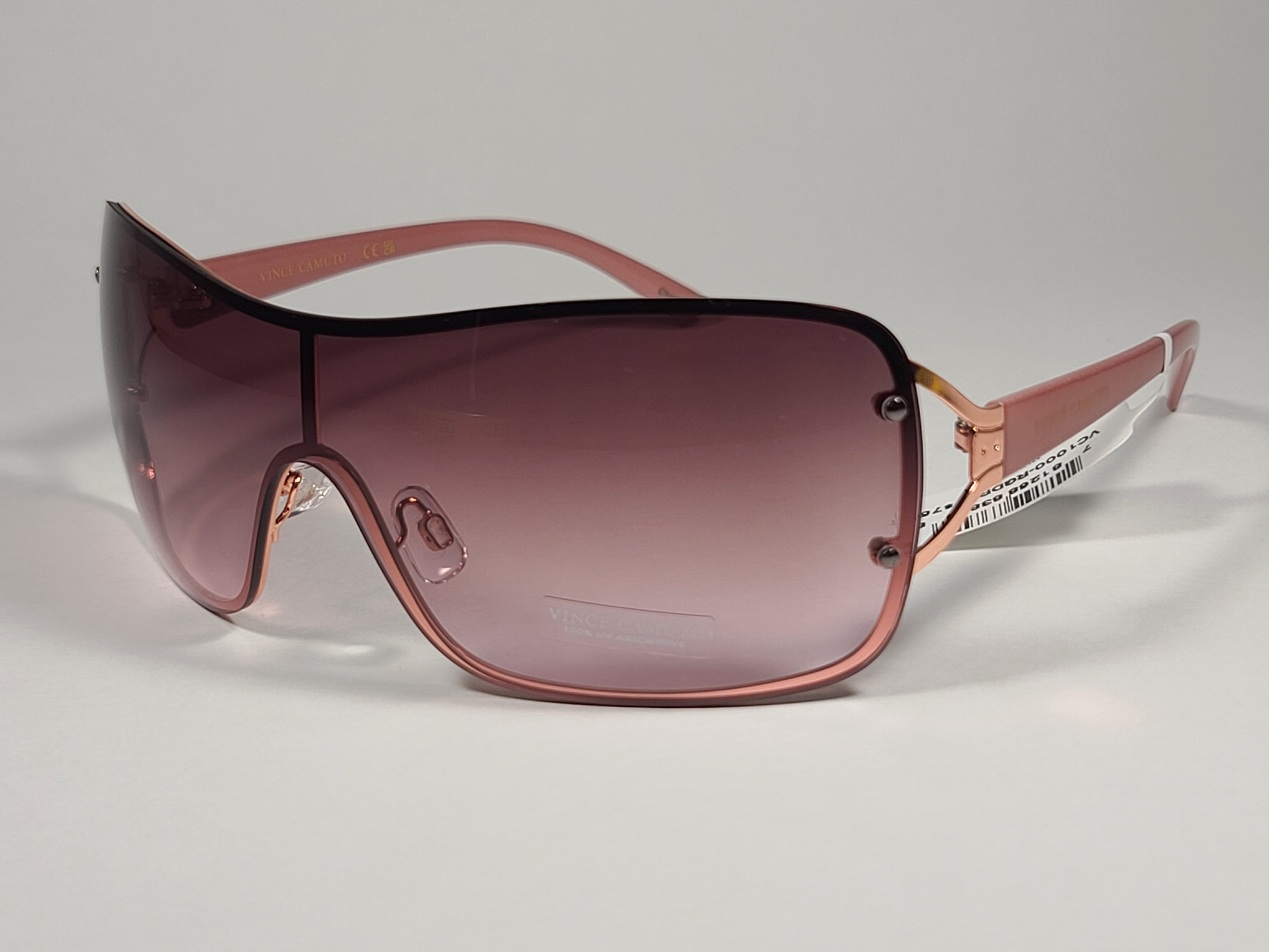 Vince Camuto VC1000 RGDRS Rimless Shield Sunglasses Rose Gold Frame Ro ...