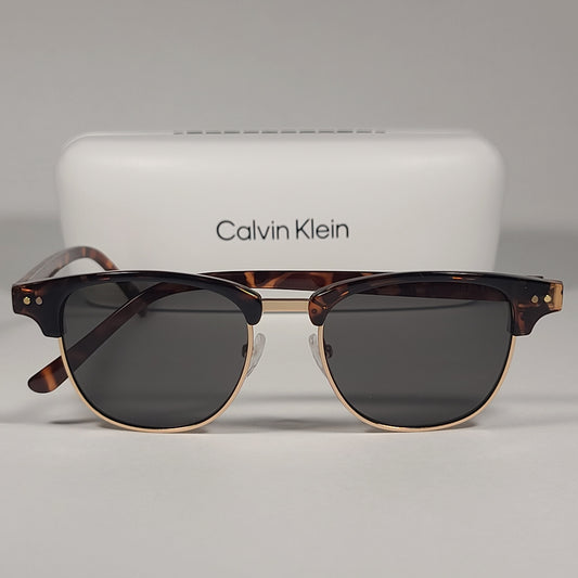 Calvin Klein CK20314S 235 Square Club Sunglasses Brown Tortoise Frame Green Lens - Sunglasses