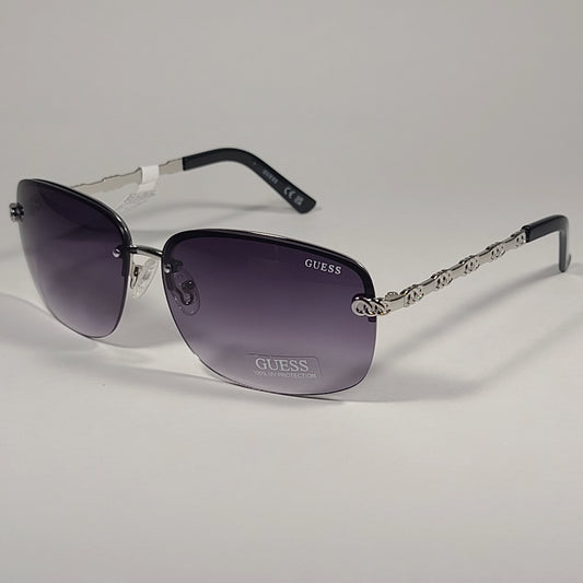 Guess GF0388 10B Rimless Sunglasses Silver Tone Frame Metal Smoke Gradient Lens - Sunglasses