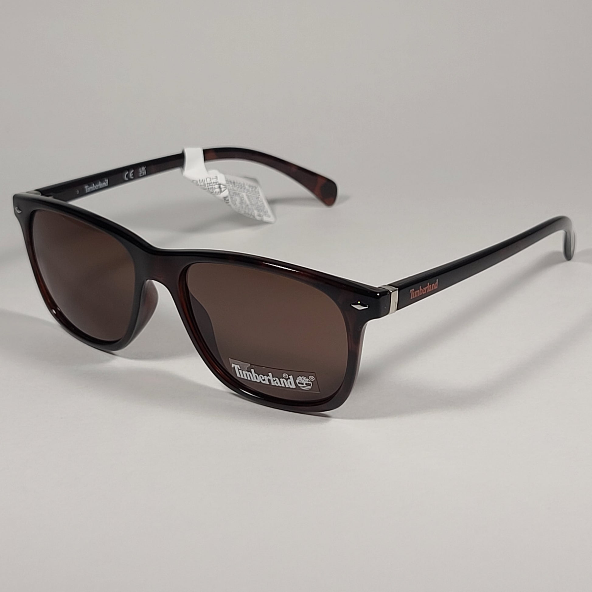 Timberland TB7140 52E Square Sunglasses Brown Tortoise Frame Brown Lens - Sunglasses