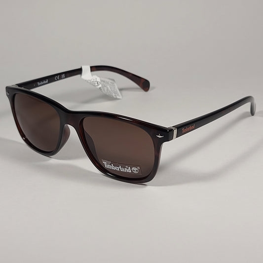 Timberland TB7140 52E Square Sunglasses Brown Tortoise Frame Brown Lens - Sunglasses