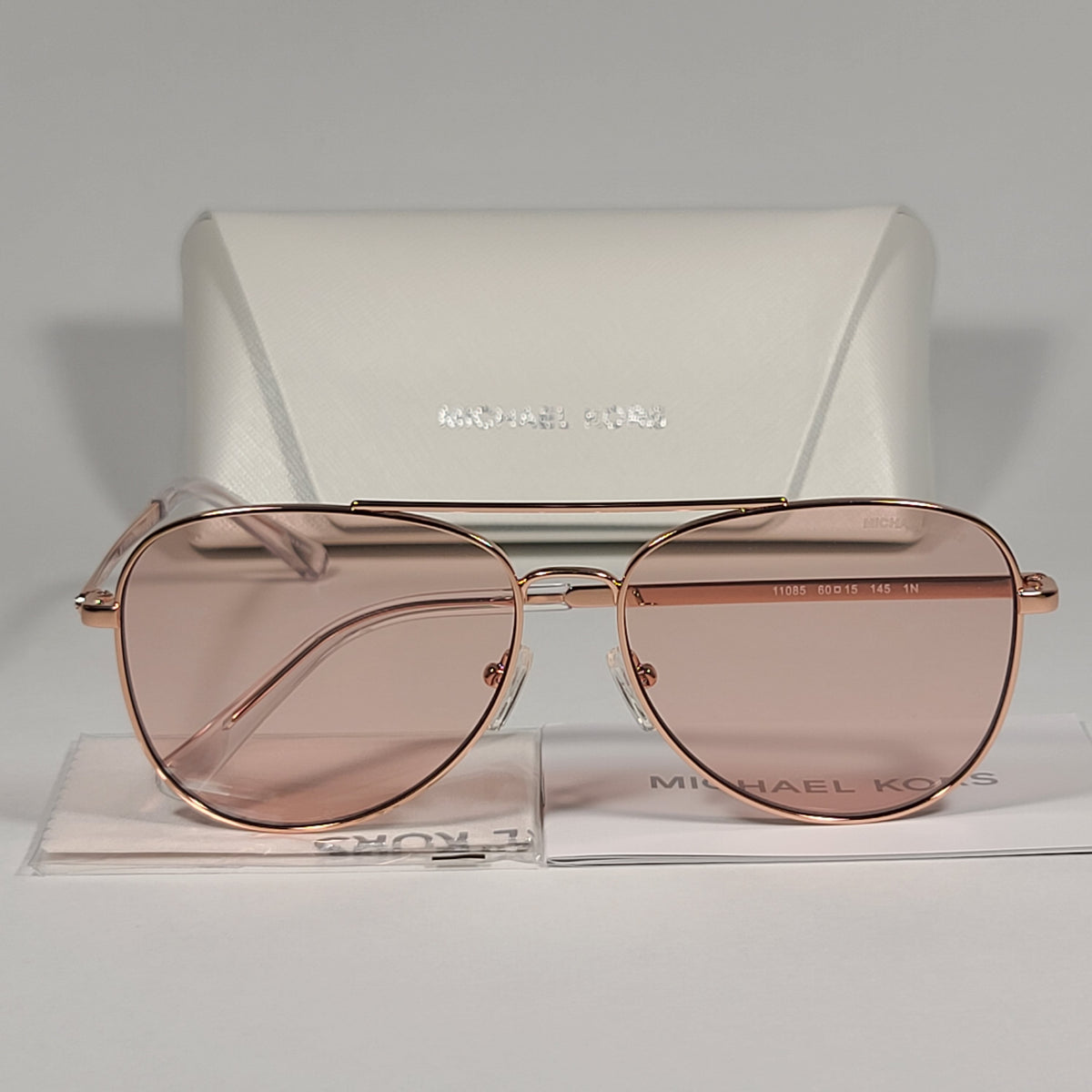 Michael Kors San Diego Aviator Sunglasses Rose Gold Frame 