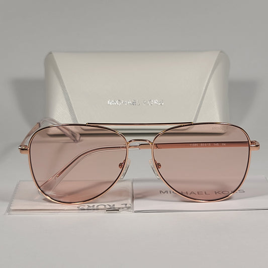 Michael Kors San Diego Aviator Sunglasses Rose Gold Frame Pink Lens MK 1045 11085 - Sunglasses