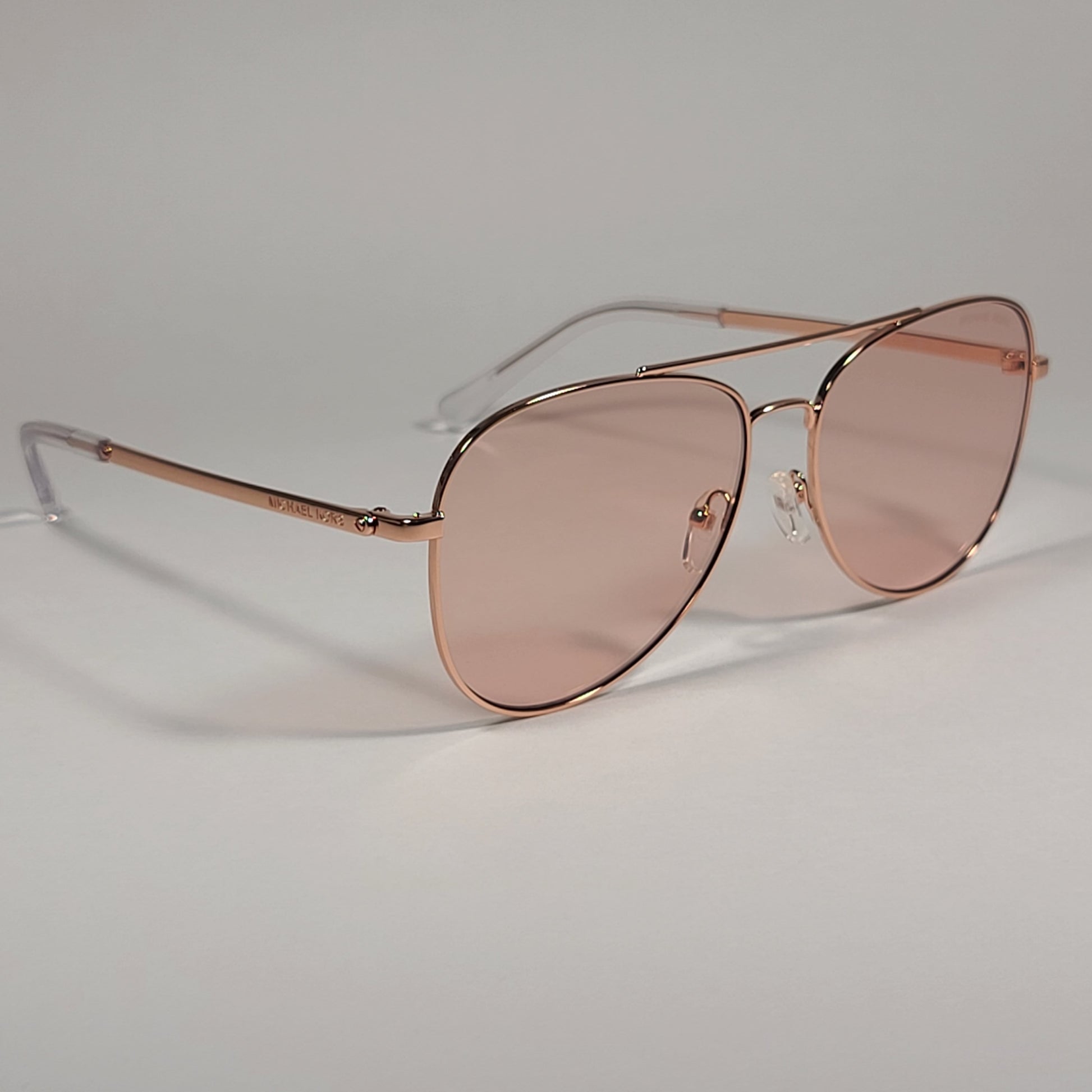 Michael Kors San Diego Aviator Sunglasses Rose Gold Frame Pink Lens MK 1045 11085 - Sunglasses