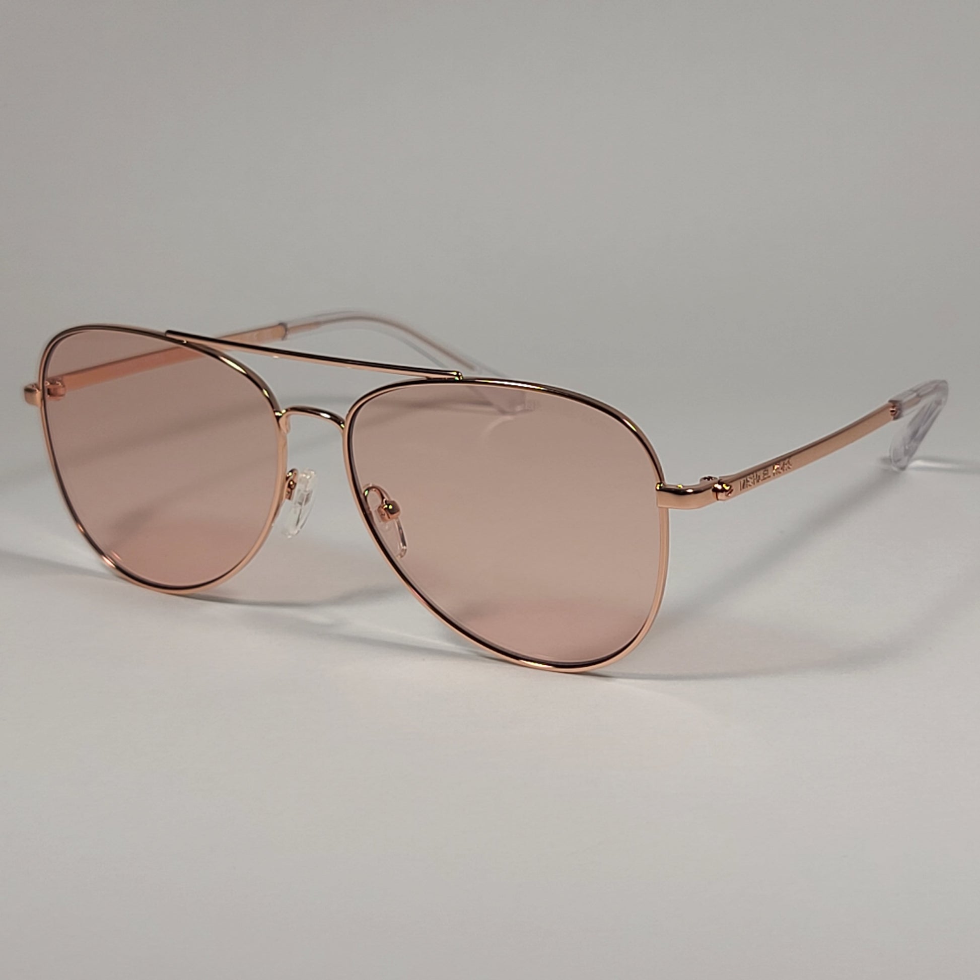 Michael Kors San Diego Aviator Sunglasses Rose Gold Frame Pink Lens MK 1045 11085 - Sunglasses