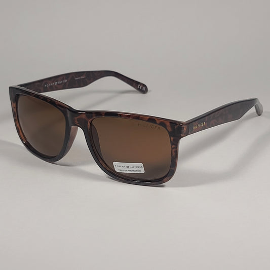 Tommy Hilfiger Elimp Rectangle Sunglasses Brown Tortoise Frame Brown Lens ELIMP OM563 - Sunglasses