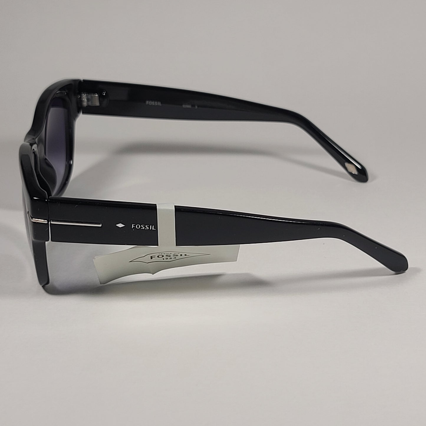 Fossil FW17 Square Sunglasses Shiny Black Frame Smoke Gradient Lens - Sunglasses
