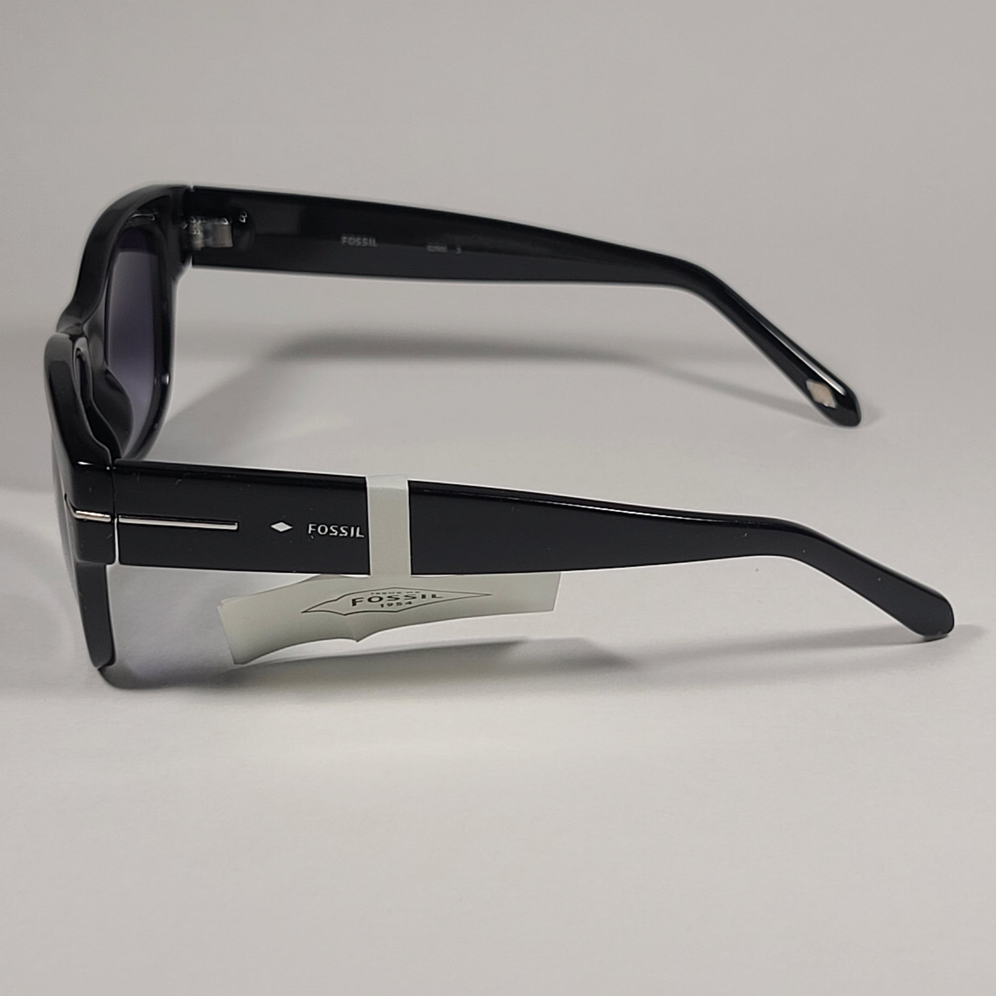 Fossil FW17 Square Sunglasses Shiny Black Frame Smoke Gradient Lens - Sunglasses