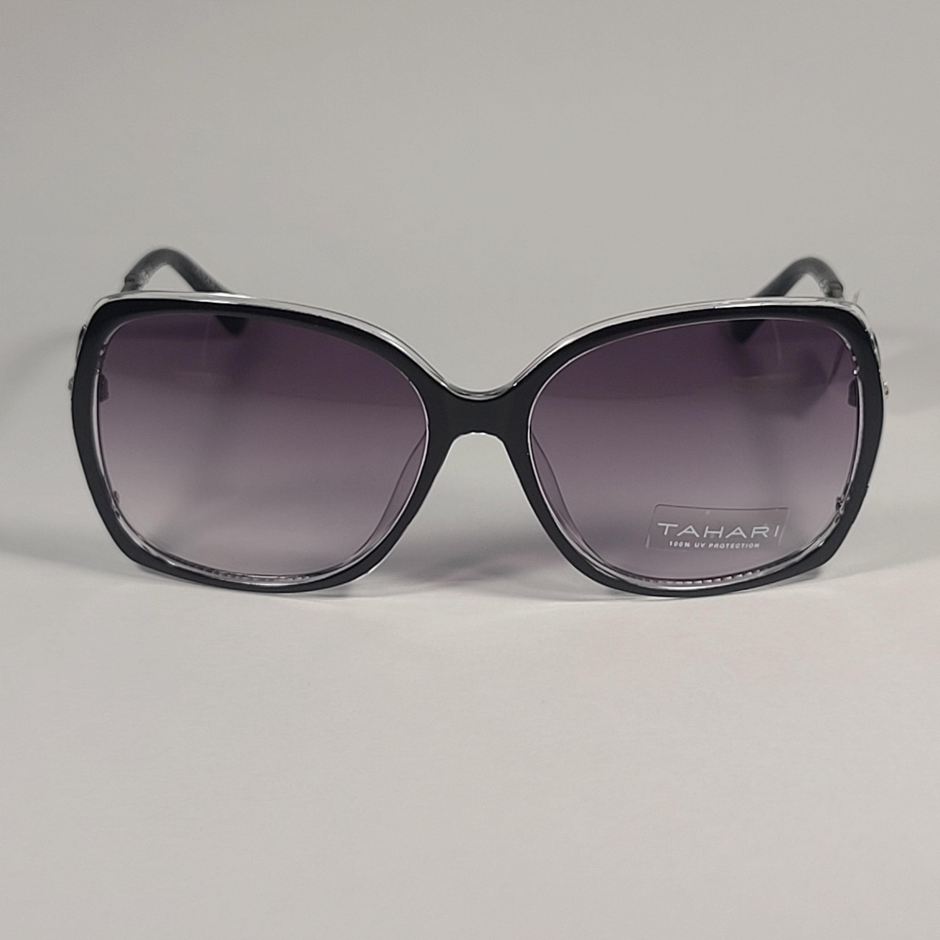 Tahari Butterfly Vented Sunglasses Black Crystal And Silver Frame Smoke Gradient Lens TH724 OX Tahari Butterfly Vented Sunglasses Black Crystal And Silver Frame Smoke Gradient Lens TH724 OX