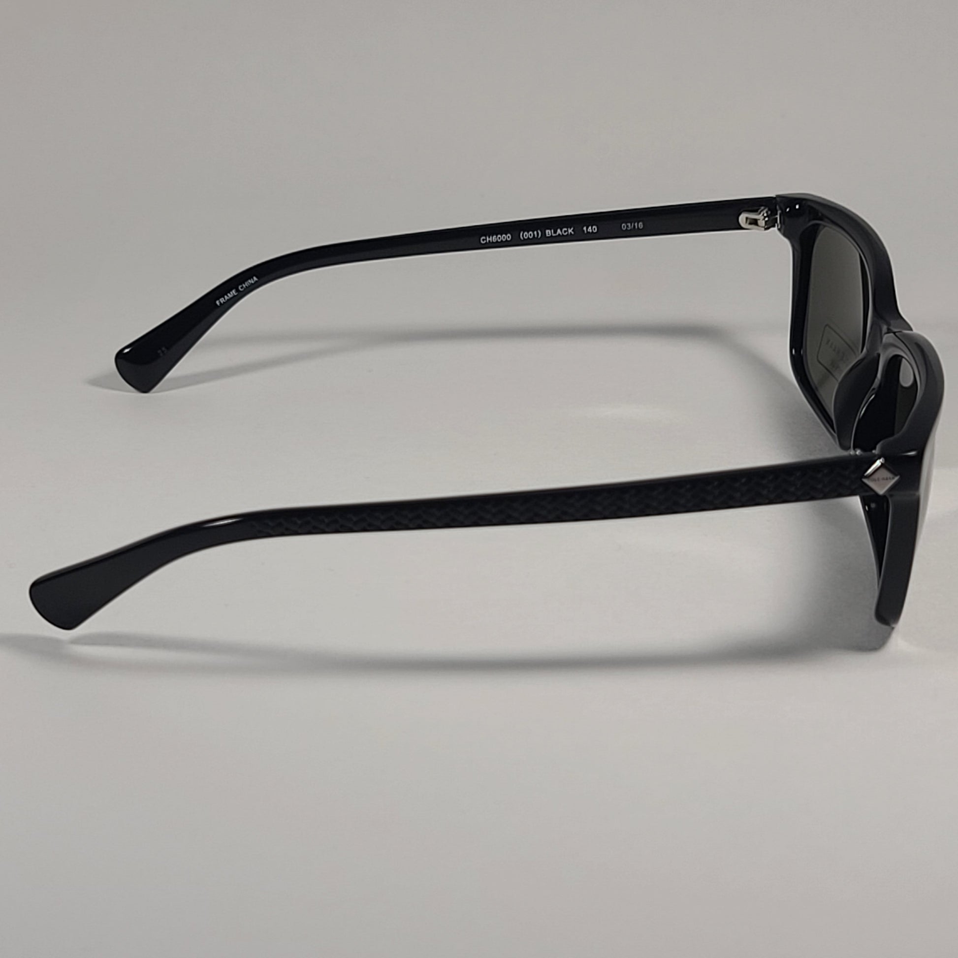 Cole Haan CH6000 001 Rectangular Sunglasses Shiny Black Frame Gray Green Lens - Sunglasses