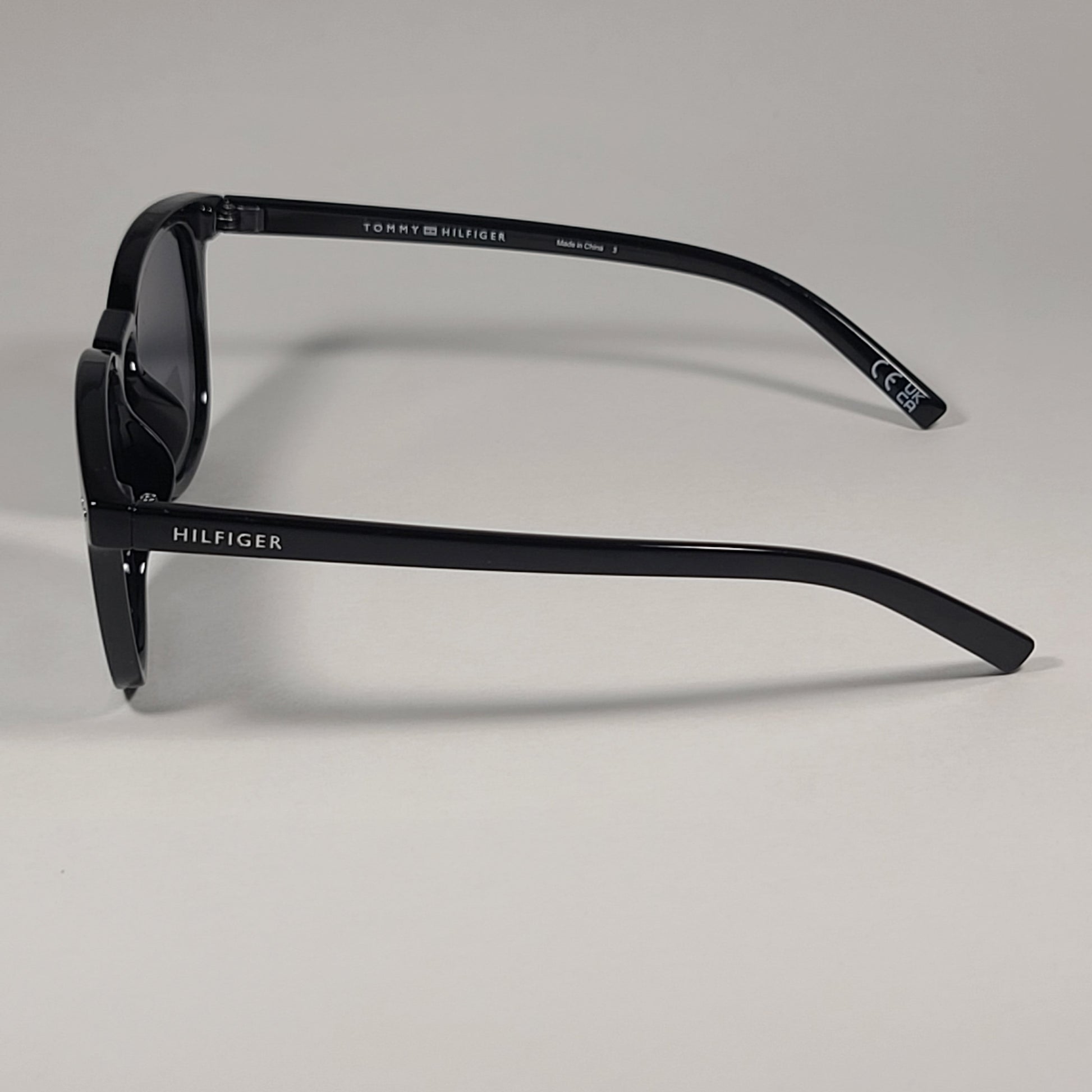 Tommy Hilfiger Raddix Keyhole Sunglasses Shiny Black Frame Gray Lens - Sunglasses
