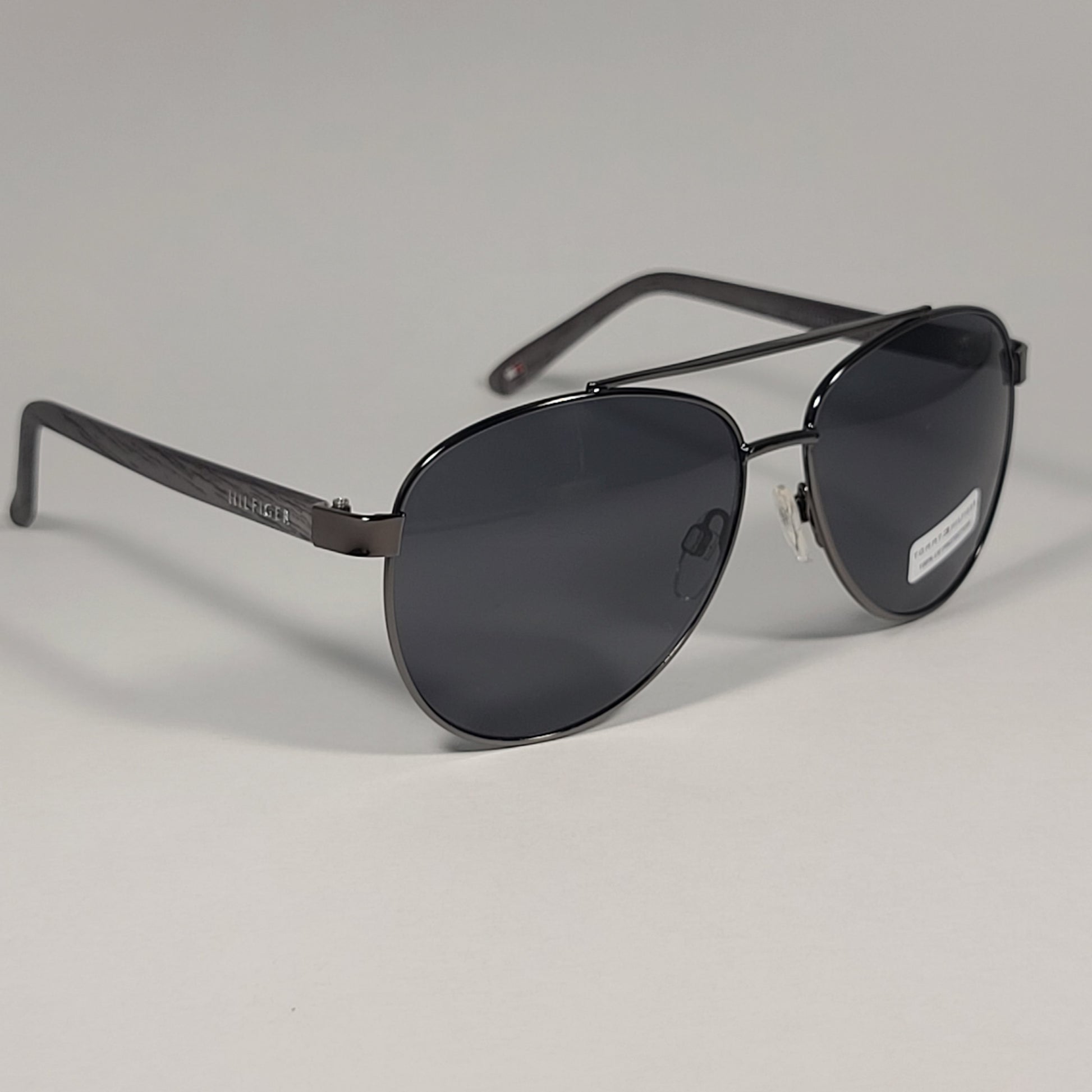 Tommy Hilfiger MM OM621 Pilot Sunglasses Gunmetal And Gray Frame Gray Lens - Sunglasses