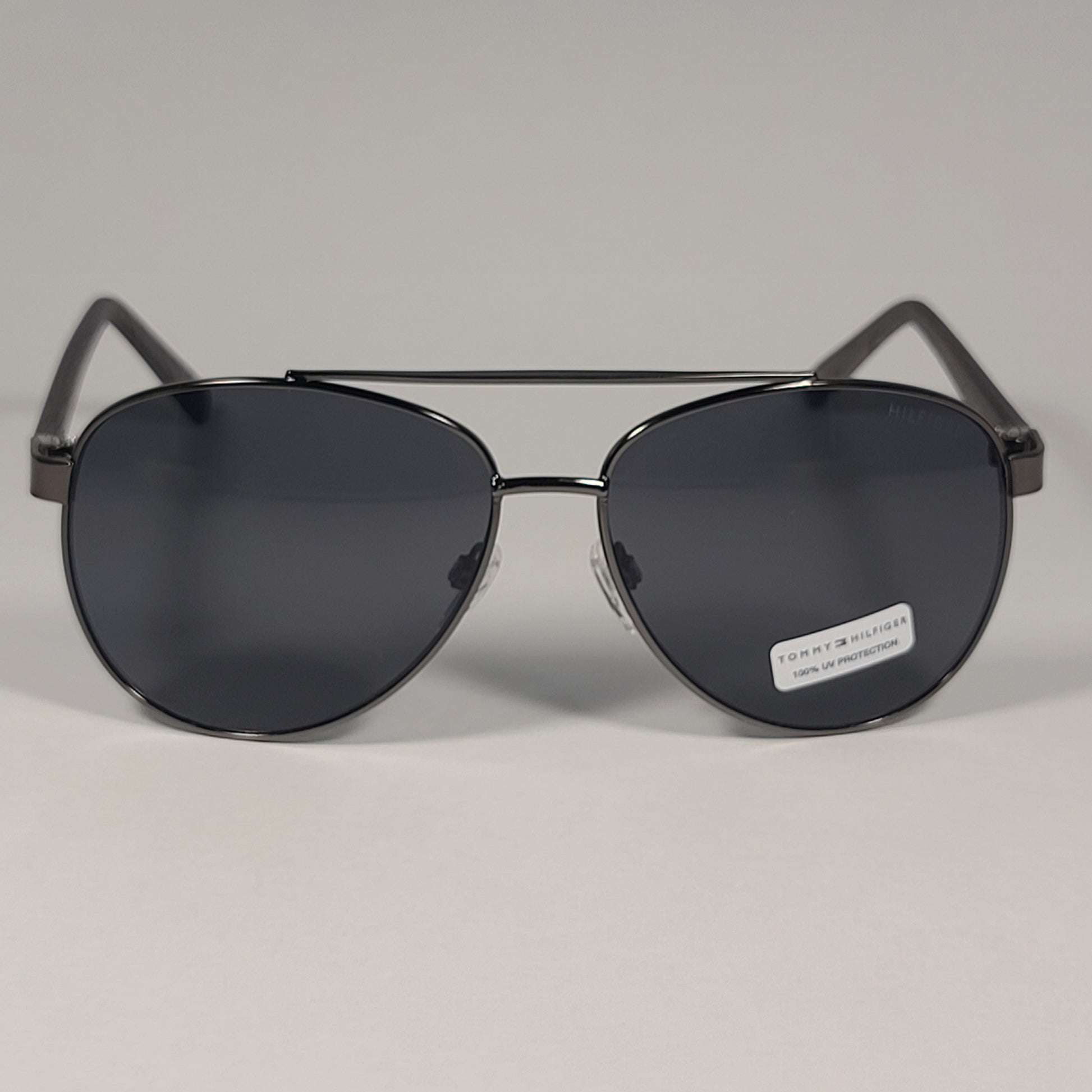 Tommy Hilfiger MM OM621 Pilot Sunglasses Gunmetal And Gray Frame Gray Lens - Sunglasses