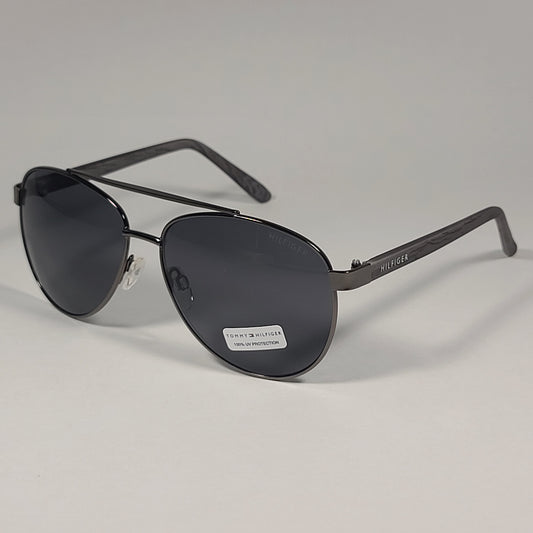 Tommy Hilfiger MM OM621 Pilot Sunglasses Gunmetal And Gray Frame Gray Lens - Sunglasses