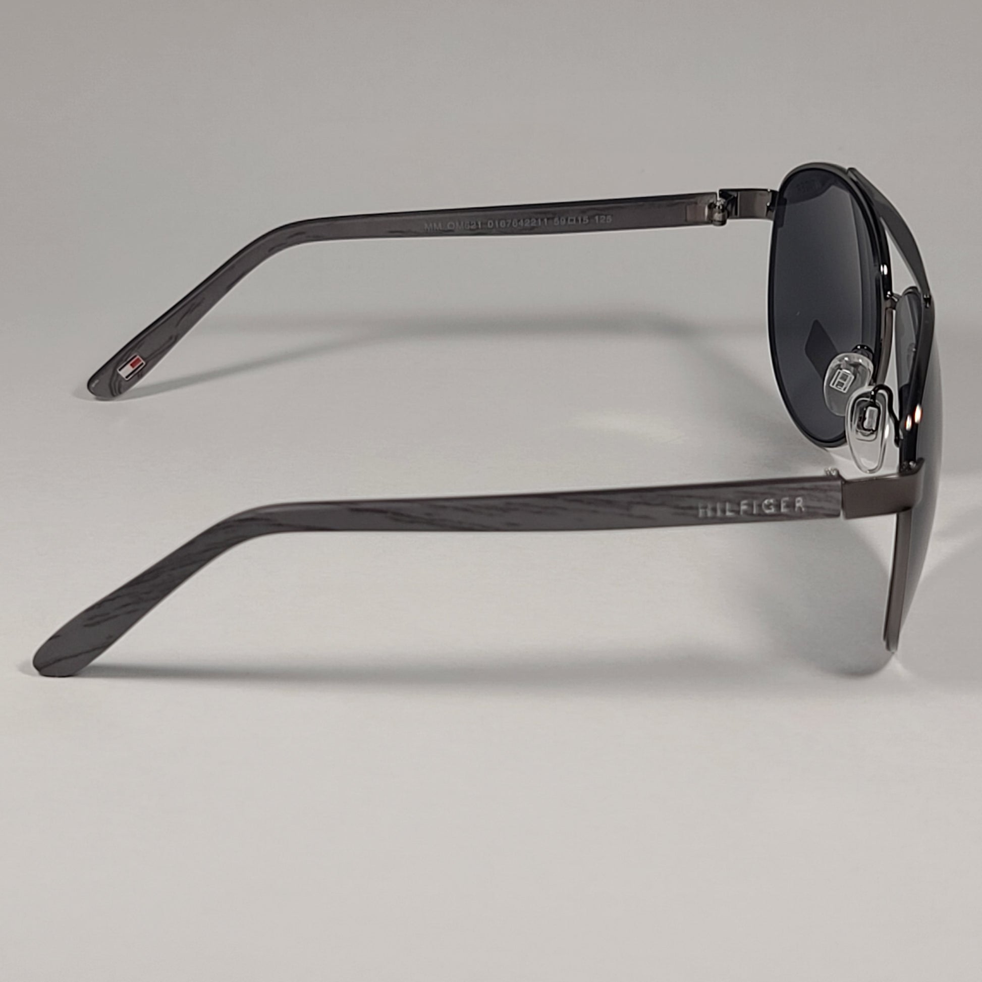 Tommy Hilfiger MM OM621 Pilot Sunglasses Gunmetal And Gray Frame Gray Lens - Sunglasses