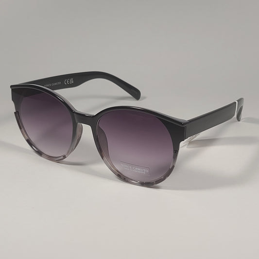 Vince Camuto VC1061 OX Round Sunglasses Shiny Black Frame Smoke Gradient Lens - Sunglasses