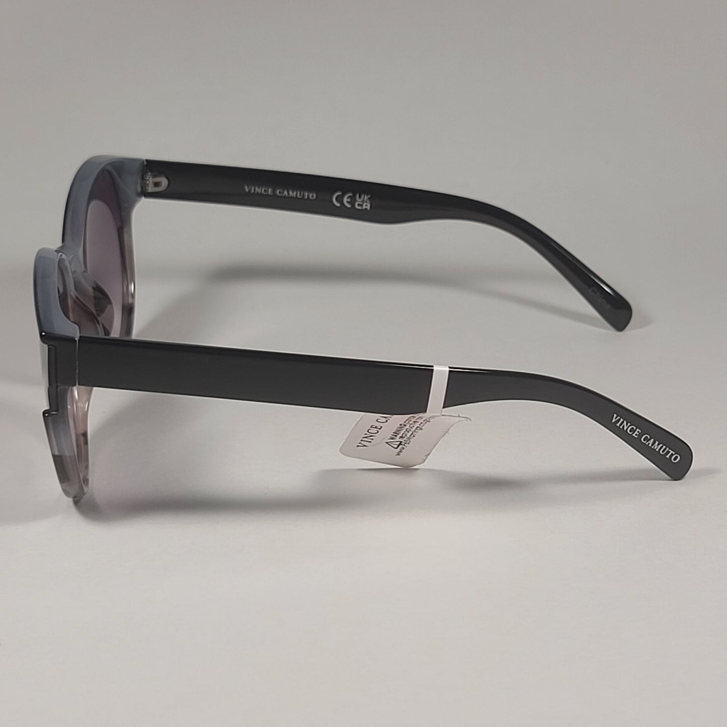 Vince Camuto VC1061 OX Round Sunglasses Shiny Black Frame Smoke Gradient Lens - Sunglasses