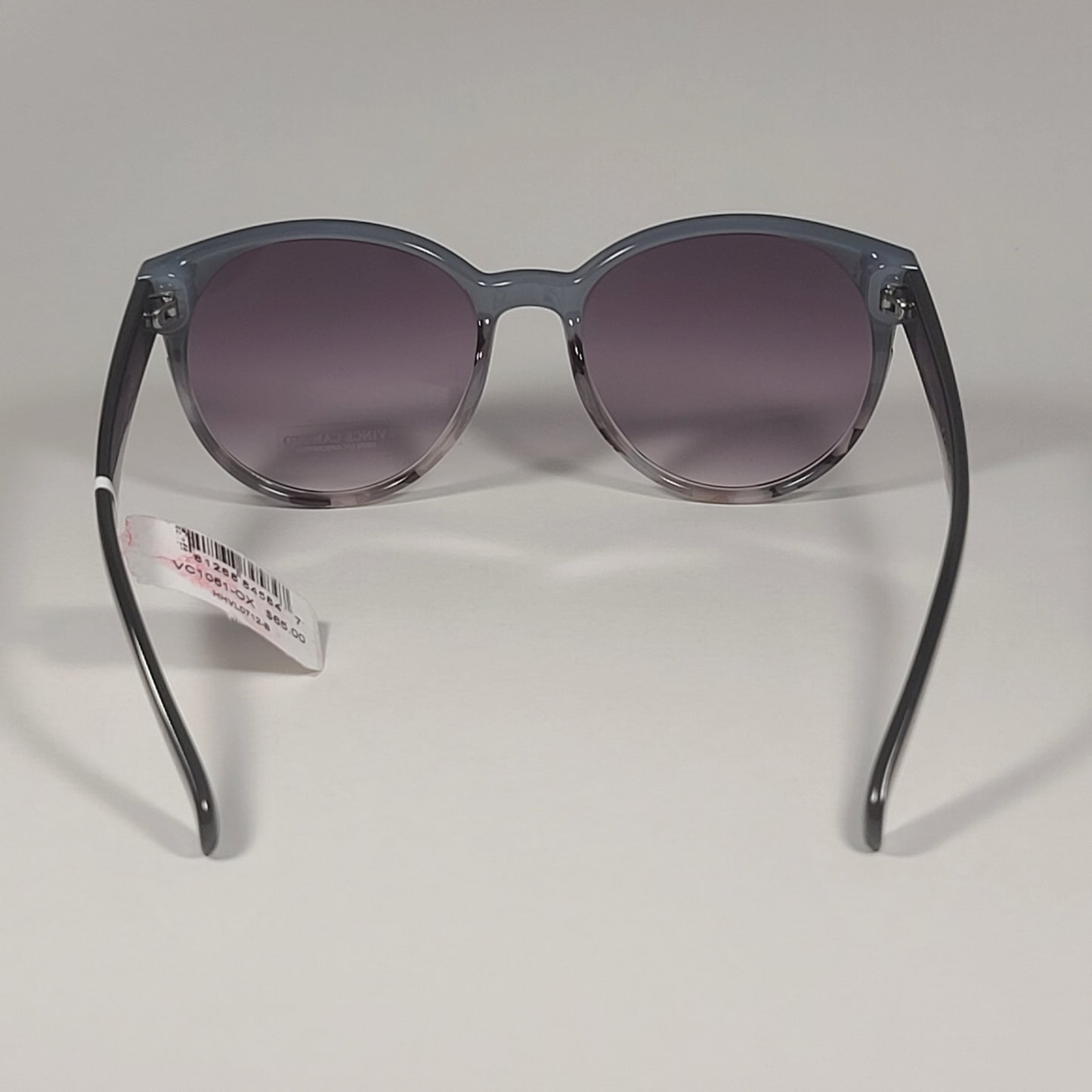 Vince Camuto VC1061 OX Round Sunglasses Shiny Black Frame Smoke Gradient Lens - Sunglasses
