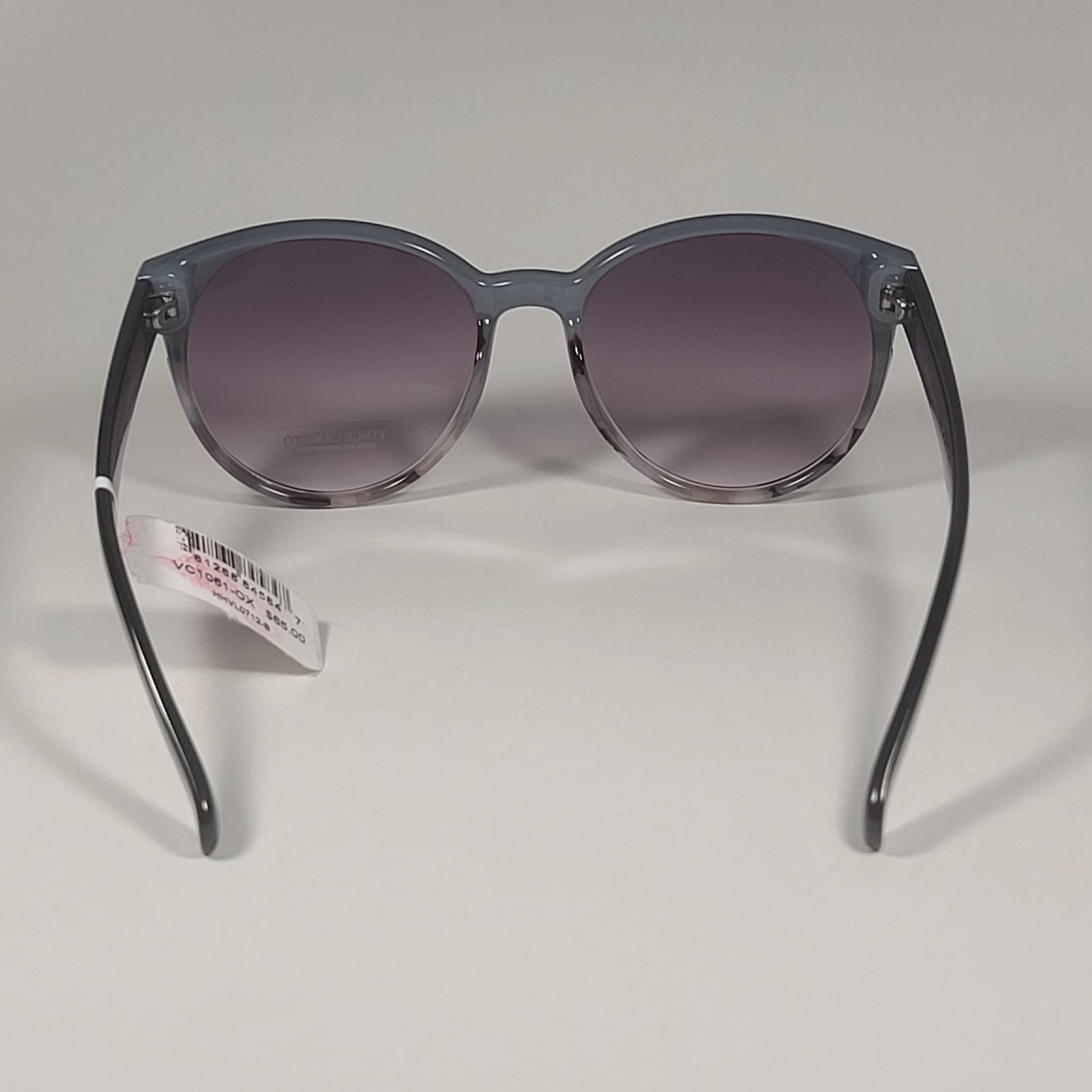 Vince Camuto VC1061 OX Round Sunglasses Shiny Black Frame Smoke Gradient Lens - Sunglasses