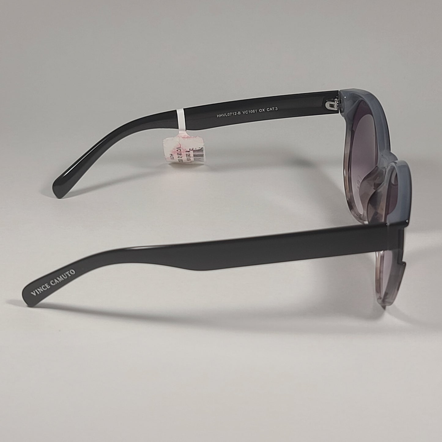 Vince Camuto VC1061 OX Round Sunglasses Shiny Black Frame Smoke Gradient Lens - Sunglasses