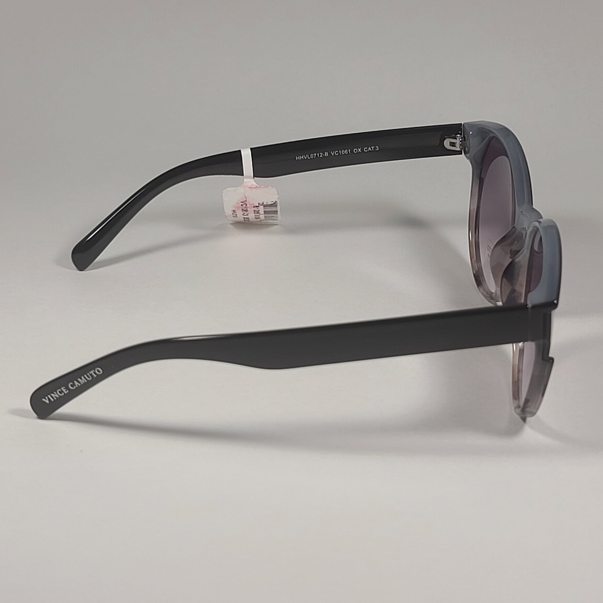 Vince Camuto VC1061 OX Round Sunglasses Shiny Black Frame Smoke Gradient Lens - Sunglasses