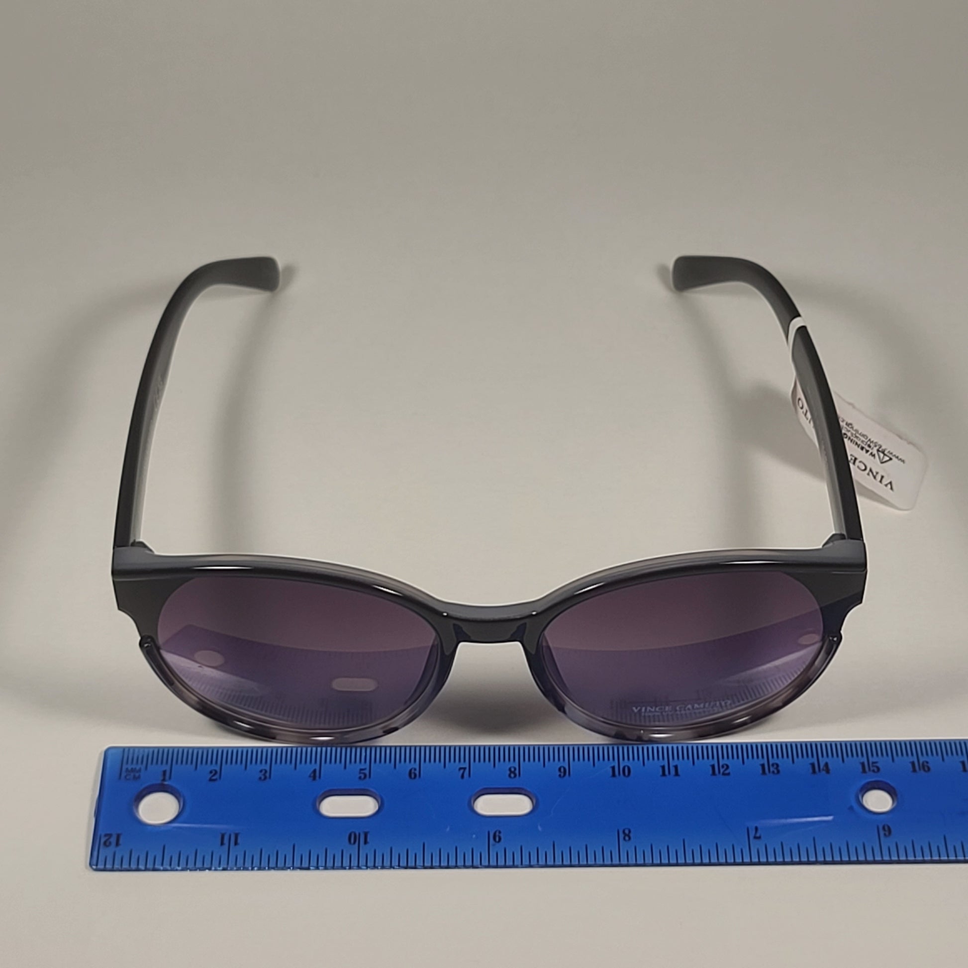 Vince Camuto VC1061 OX Round Sunglasses Shiny Black Frame Smoke Gradient Lens - Sunglasses