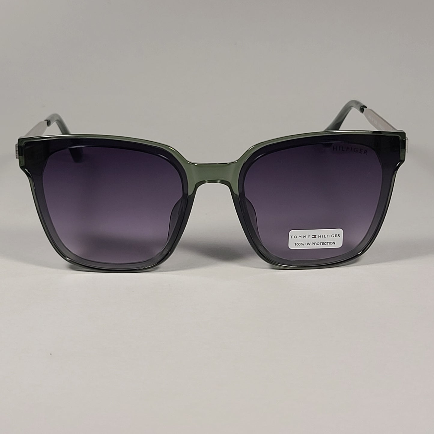 Tommy Hilfiger Gaga Cat Eye Sunglasses Silver Green Frame Smoke Gradient Lens GAGA WP OL570 - Sunglasses