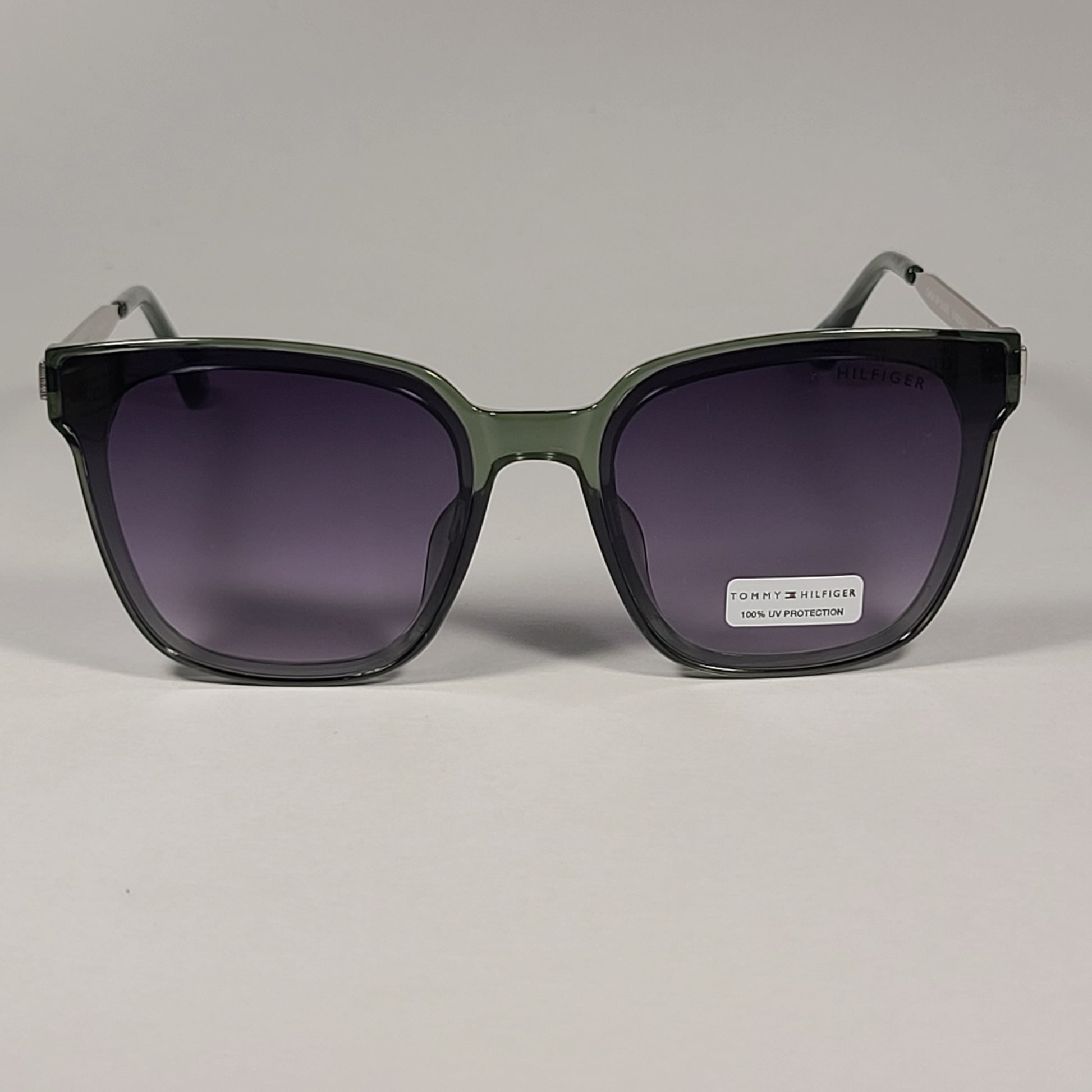 Tommy Hilfiger Gaga Cat Eye Sunglasses Silver Green Frame Smoke Gradient Lens GAGA WP OL570 - Sunglasses