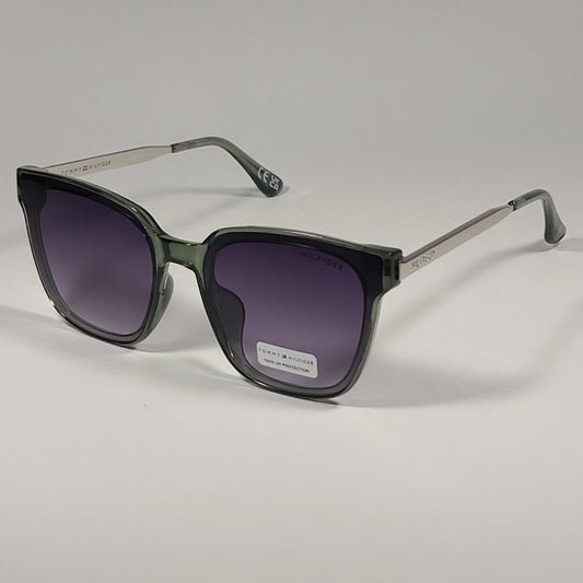 Tommy Hilfiger Gaga Cat Eye Sunglasses Silver Green Frame Smoke Gradient Lens GAGA WP OL570 - Sunglasses