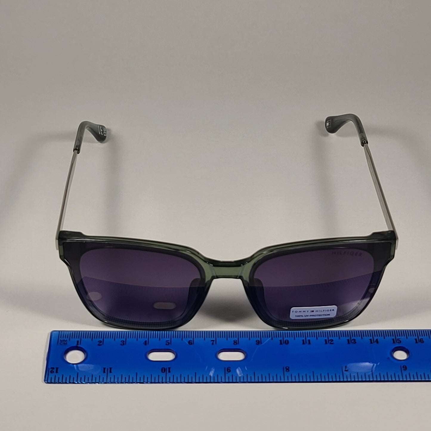 Tommy Hilfiger Gaga Cat Eye Sunglasses Silver Green Frame Smoke Gradient Lens GAGA WP OL570 - Sunglasses