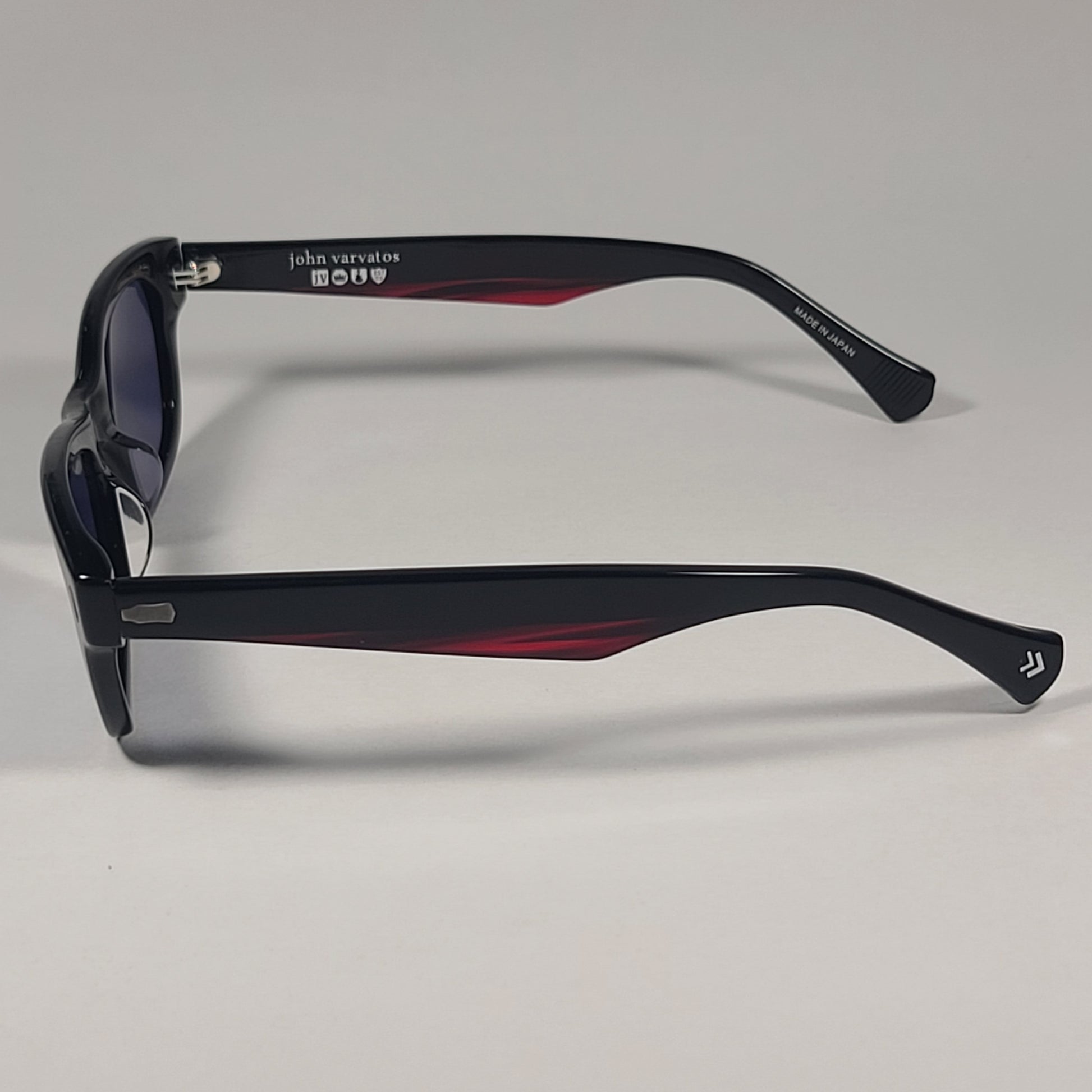 John Varvatos Men’s Rectangle Sunglasses V538 Black Red Frame / Blue Lens - Sunglasses