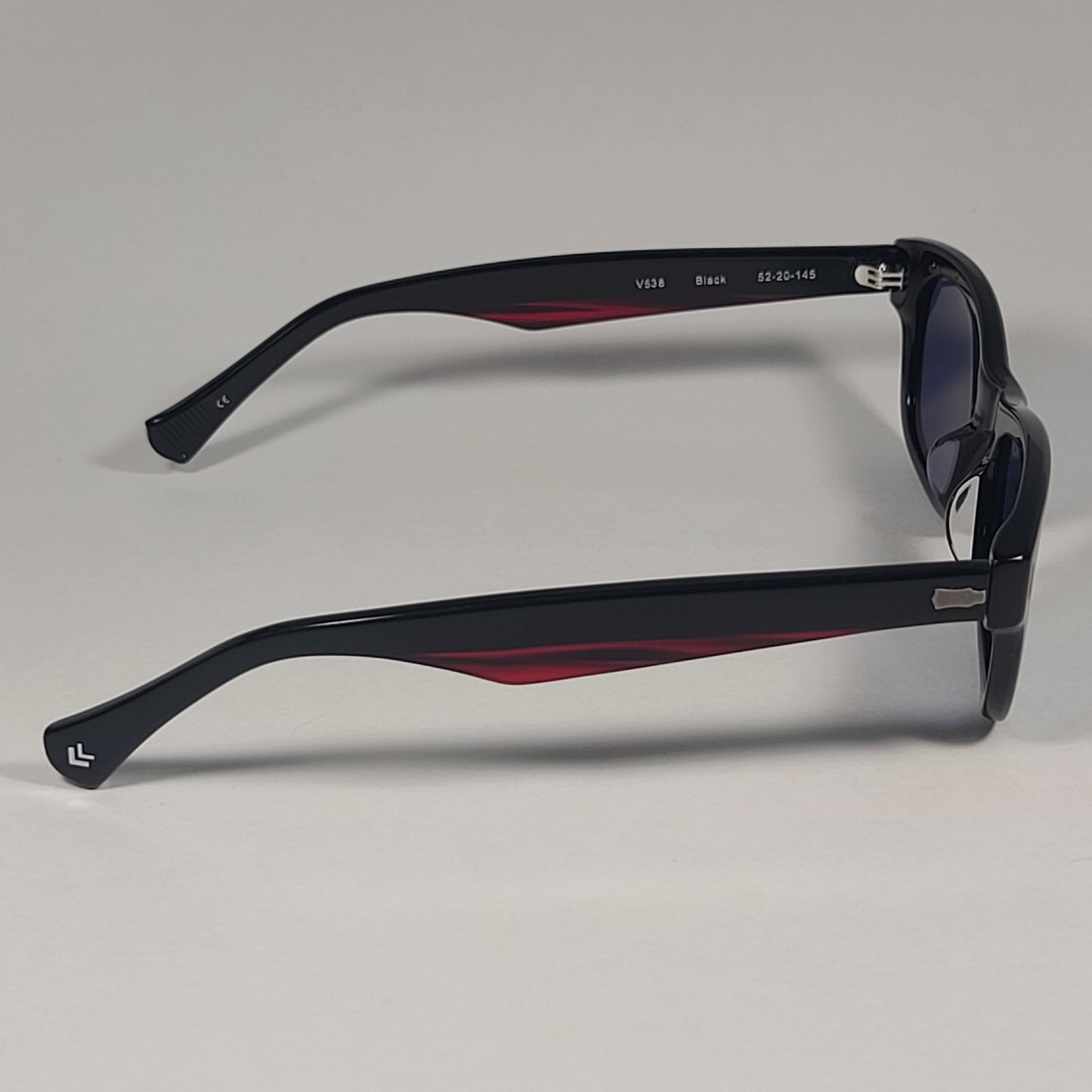 John Varvatos Men’s Rectangle Sunglasses V538 Black Red Frame / Blue Lens - Sunglasses