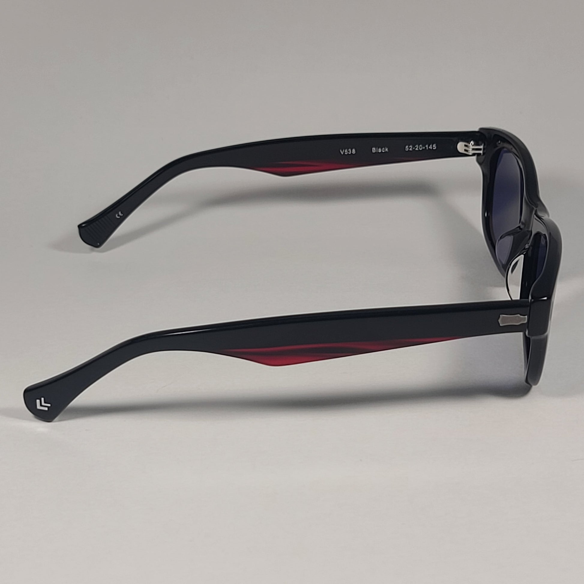 John Varvatos Men’s Rectangle Sunglasses V538 Black Red Frame / Blue Lens - Sunglasses