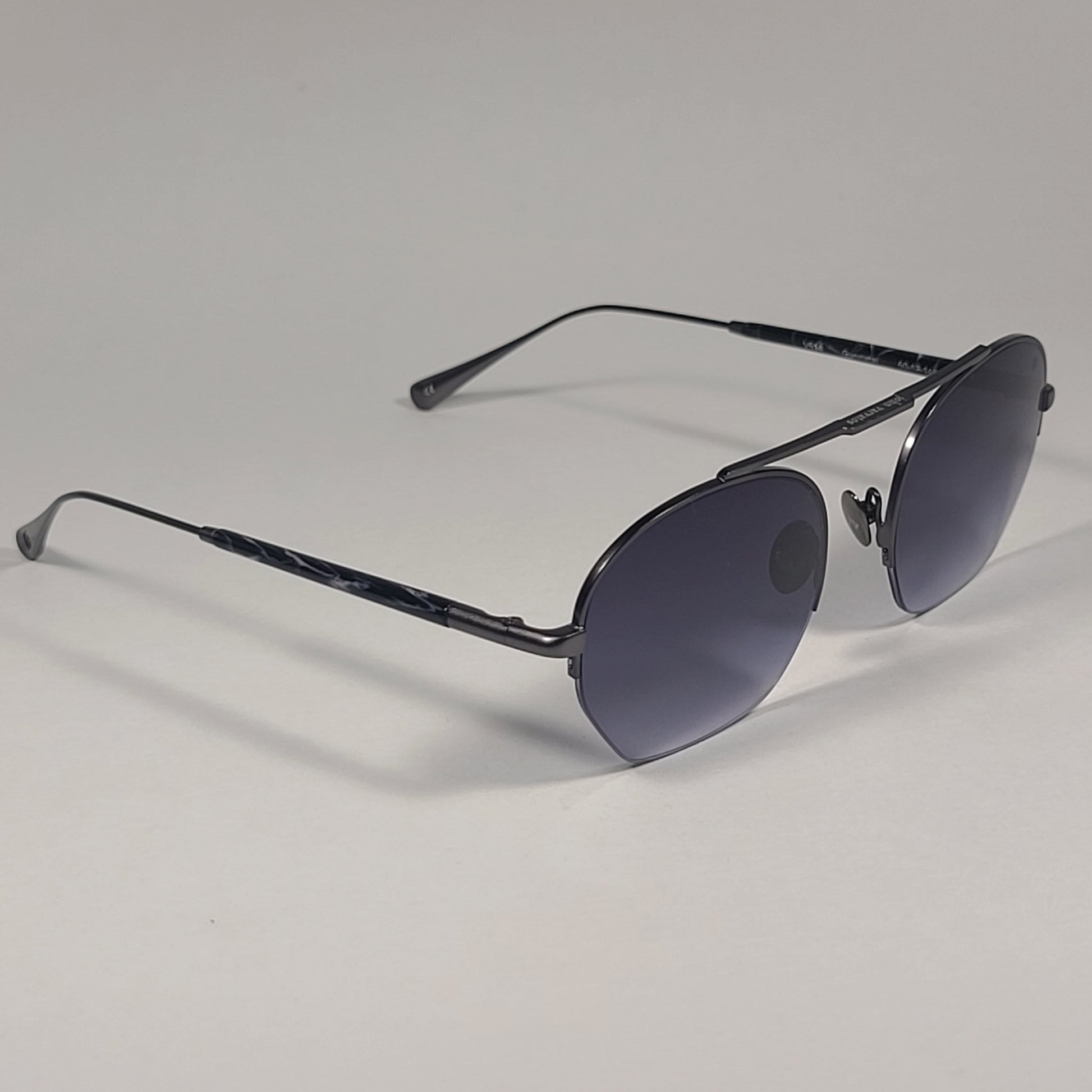 John Varvatos Men’s Half Rim Pilot Sunglasses V534 Gunmetal Frame Gray Gradient Lens - Sunglasses