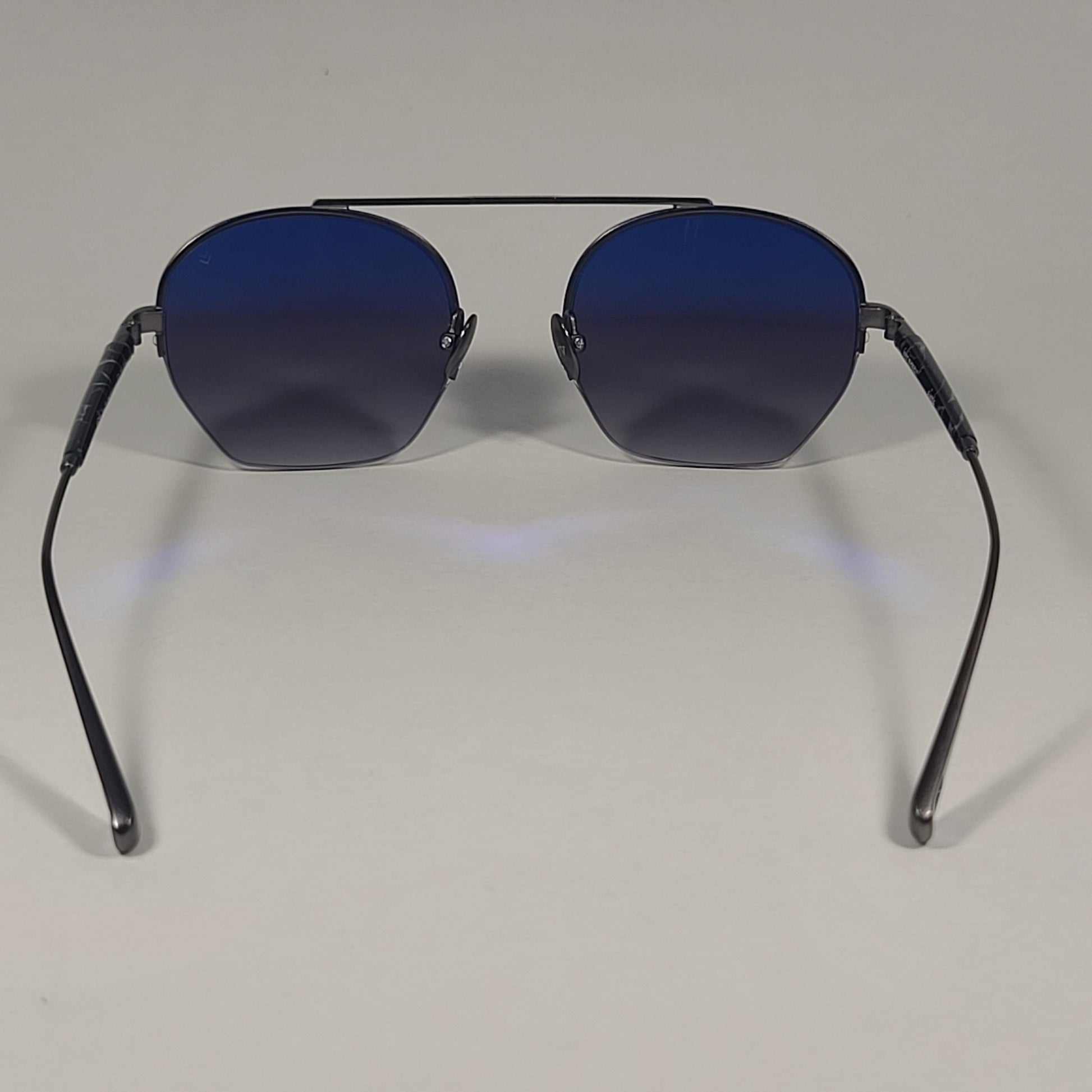 John Varvatos Men’s Half Rim Pilot Sunglasses V534 Gunmetal Frame Gray Gradient Lens - Sunglasses