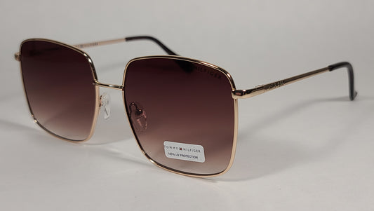 Tommy Hilfiger Cassie Square Sunglasses Gold And Brown Tortoise Frame Brown Lens - Sunglasses
