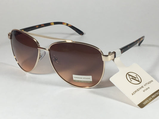 Adrienne Vittadini Womens Aviator Sunglasses Gold Tortoise Brown Gradient Lens Av3011 770 - Sunglasses