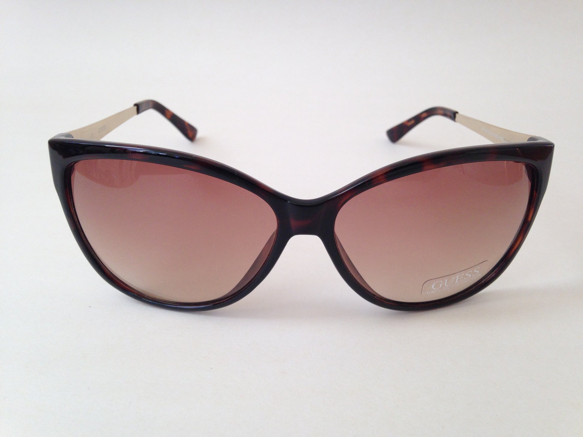 Guess Womens Cat Eye Sunglasses Gold Tone Metal Tortoise Brown Gradient Guf252 To-34A - Sunglasses