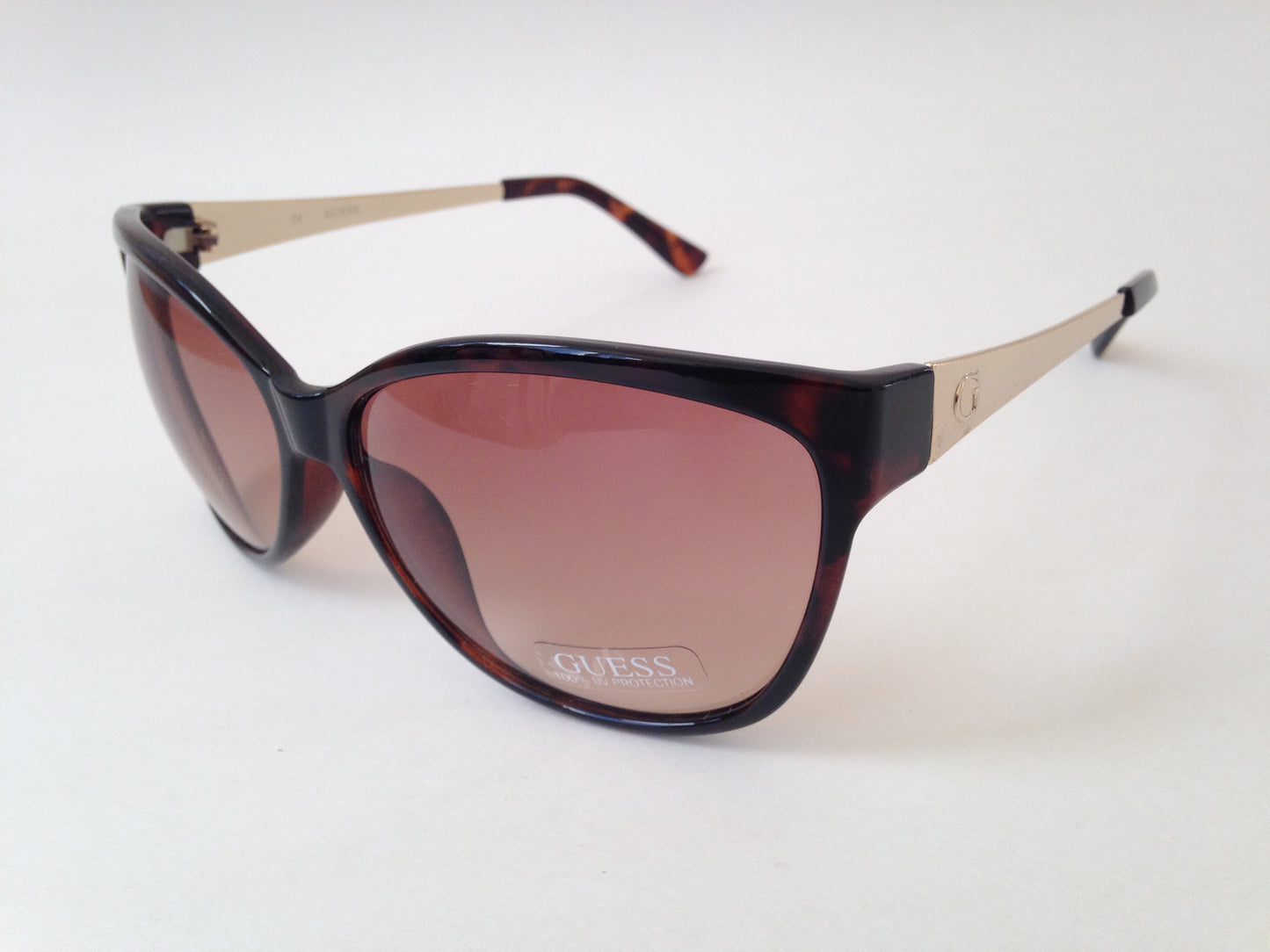 Guess Womens Cat Eye Sunglasses Gold Tone Metal Tortoise Brown Gradient Guf252 To-34A - Sunglasses