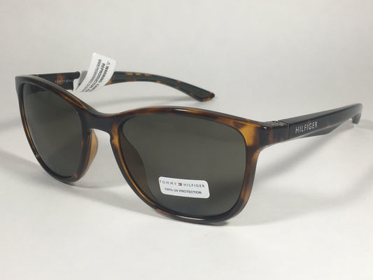 Tommy Hilfiger Duke Sport Sunglasses Brown Tortoise Frame Green Lens Duke MP OM481 - Sunglasses